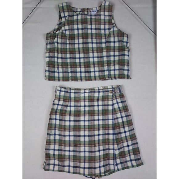 Kkomi Dresses & Skirts - Vintage Kkomi Plaid Crop Top & Skort Set Women's Medium 90s 100% Cotton